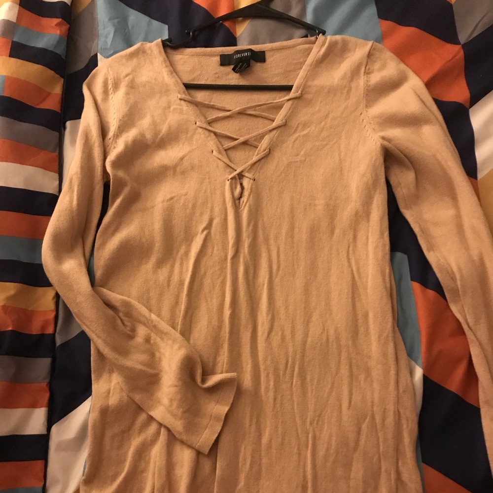 Tan sweater dress